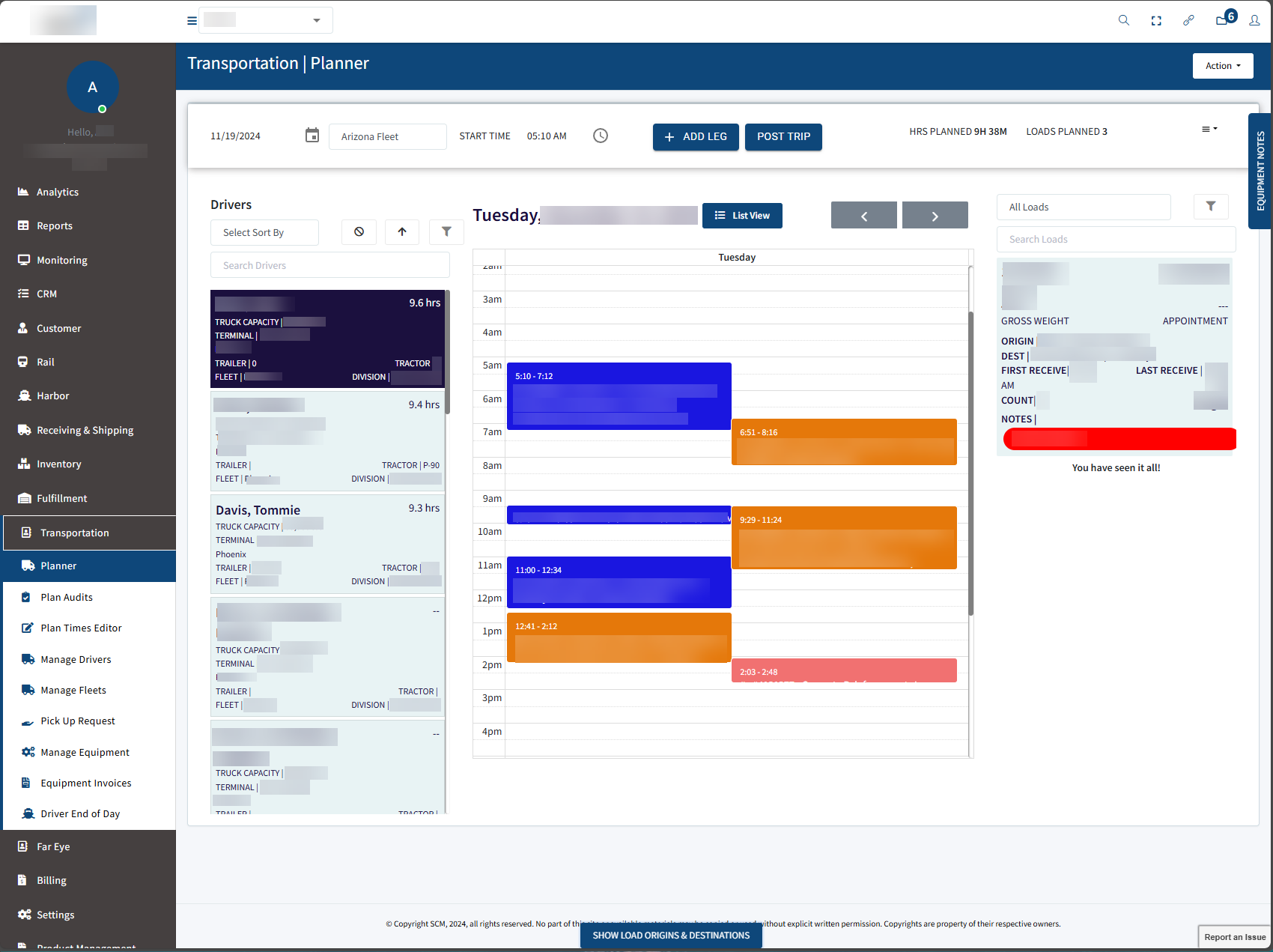 TransloadPro transportation planner screen