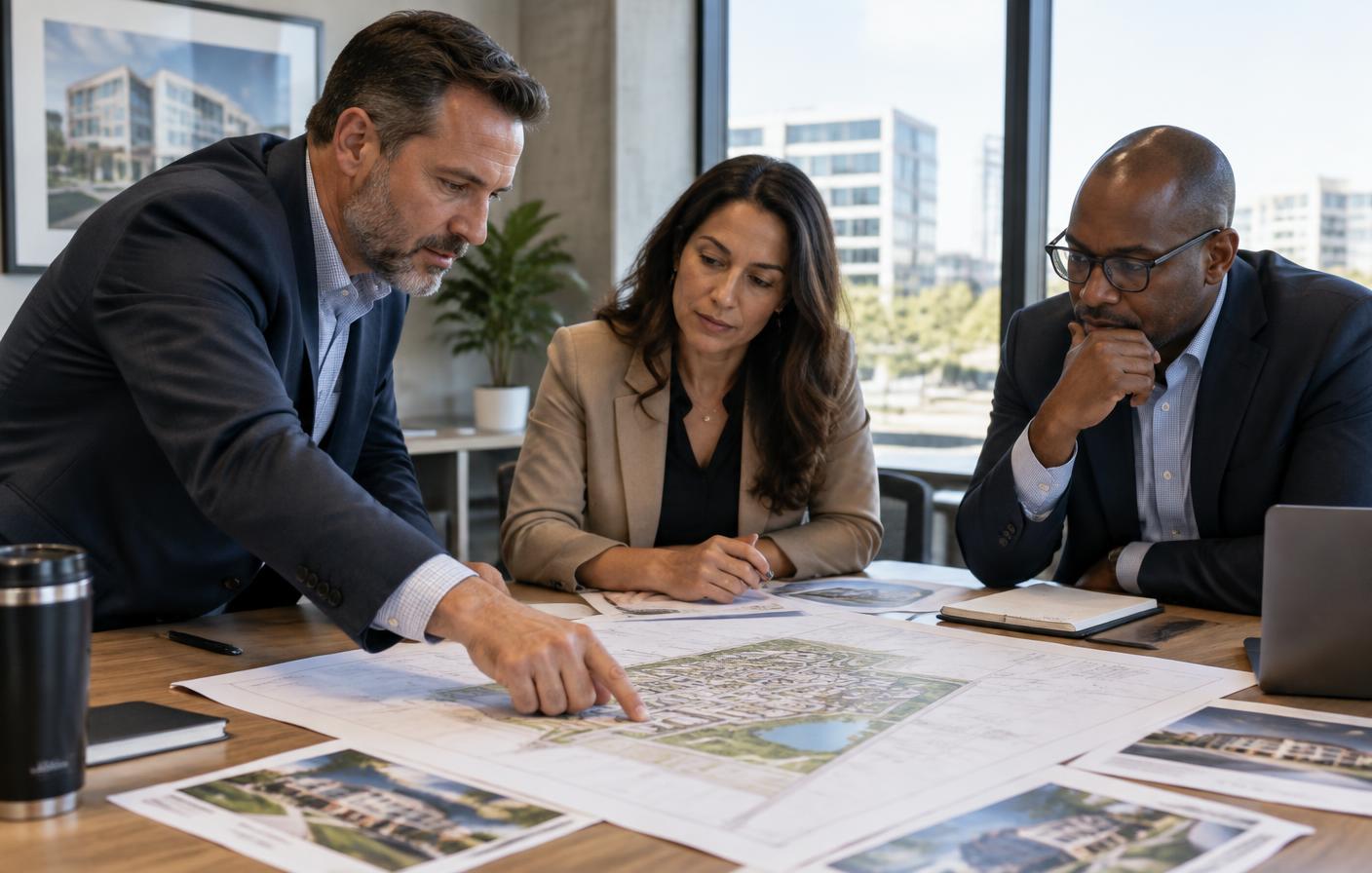 Business leaders reviewing a commercial property account plan